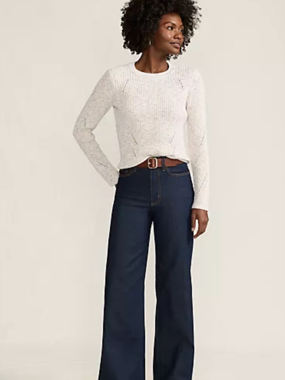 Lands' End Wide Leg Jeans in Dark Blue